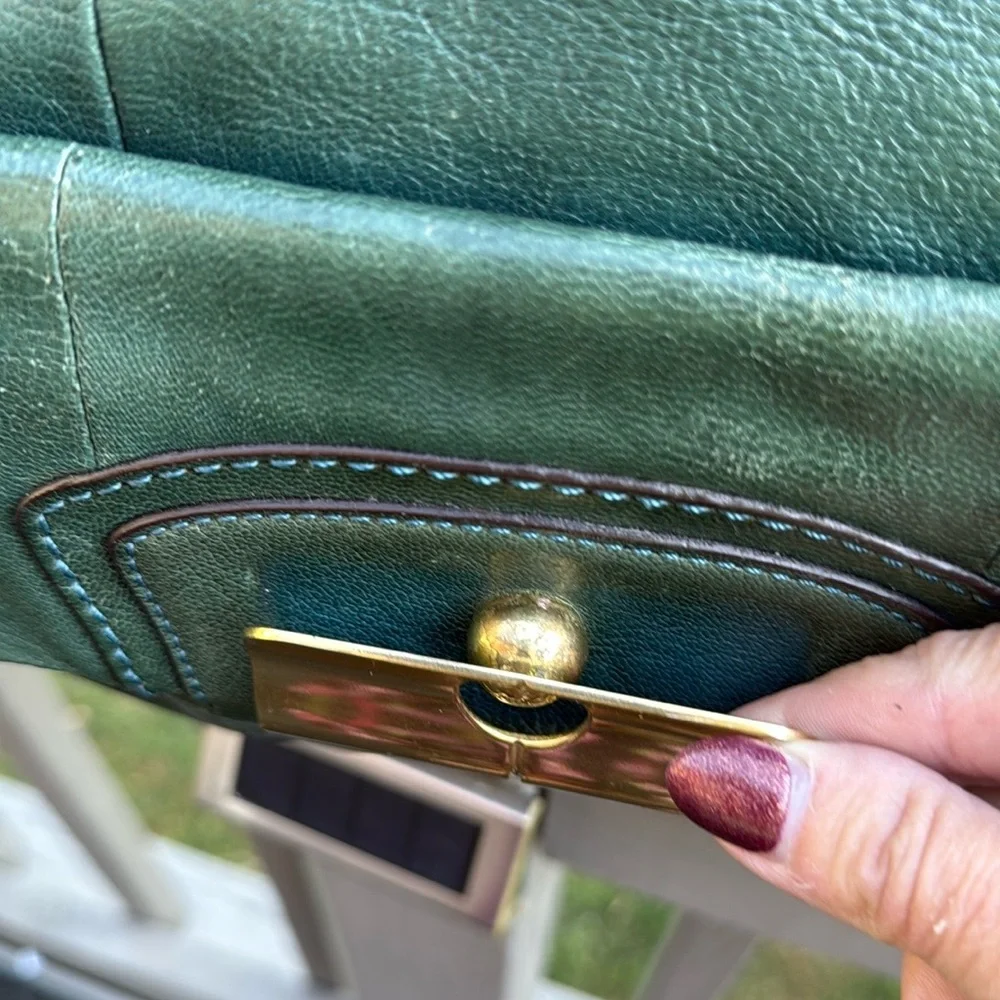Coach Kristin (14223) Green Leather Hobo Satchel Shoulder Bag (w/twilly)(EUC) - Picture 8 of 17